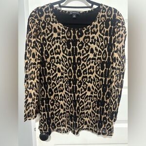 INC International Concepts Black Animal Print Top Size XL